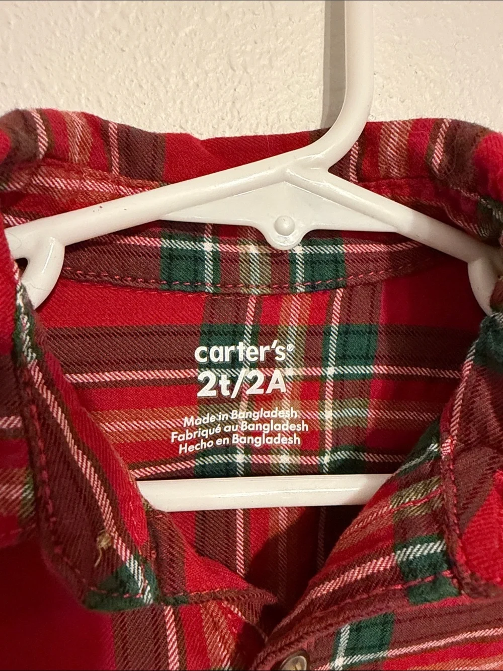 Carter's Red Green Plaid Button-Down Shirt